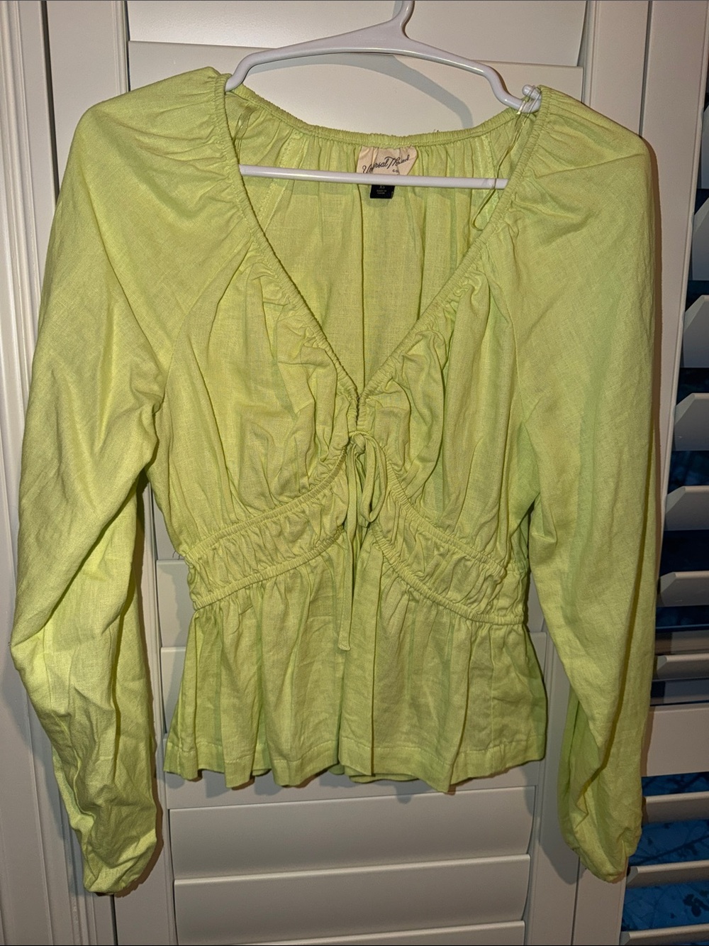 Universal Thread Lime Green Ruffle Tie-Front Blouse